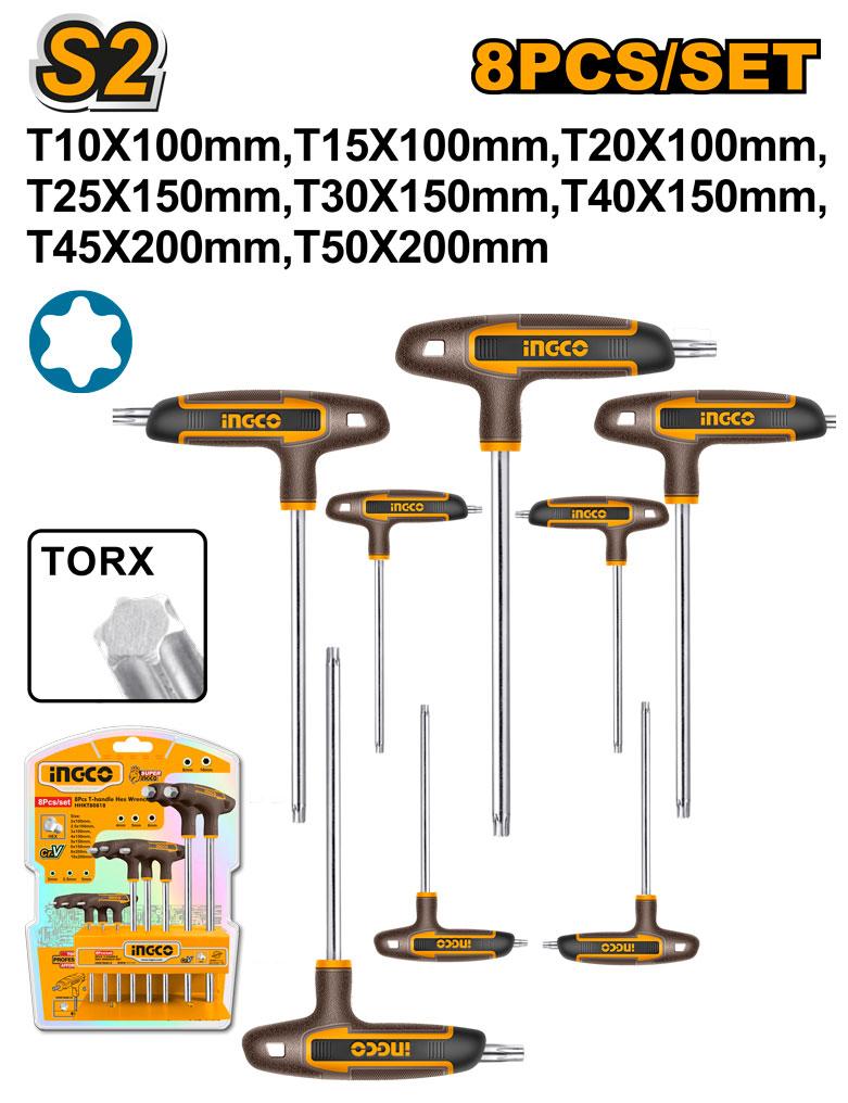 INGCO SET OF 8 TORX SPANNERS HANDLE IN T