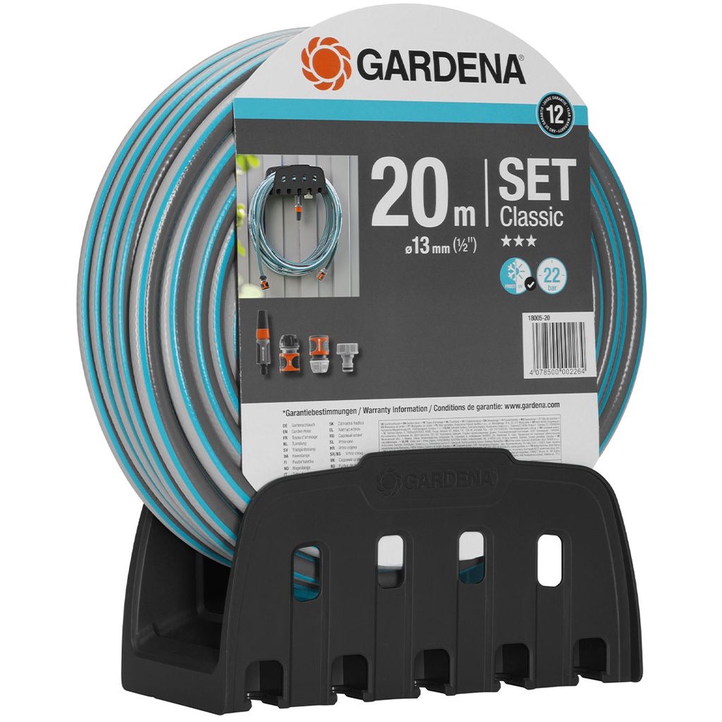 GARDENA ROULEAU TUYAU 20M + PORTE TUYAU MUR [18005-20]