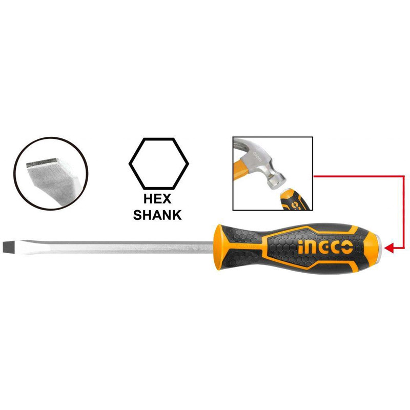 INGCO TOURNEVIS A ZONE DE FRAPPE VIS A FENTE 6*100 MM [HGTS286100]