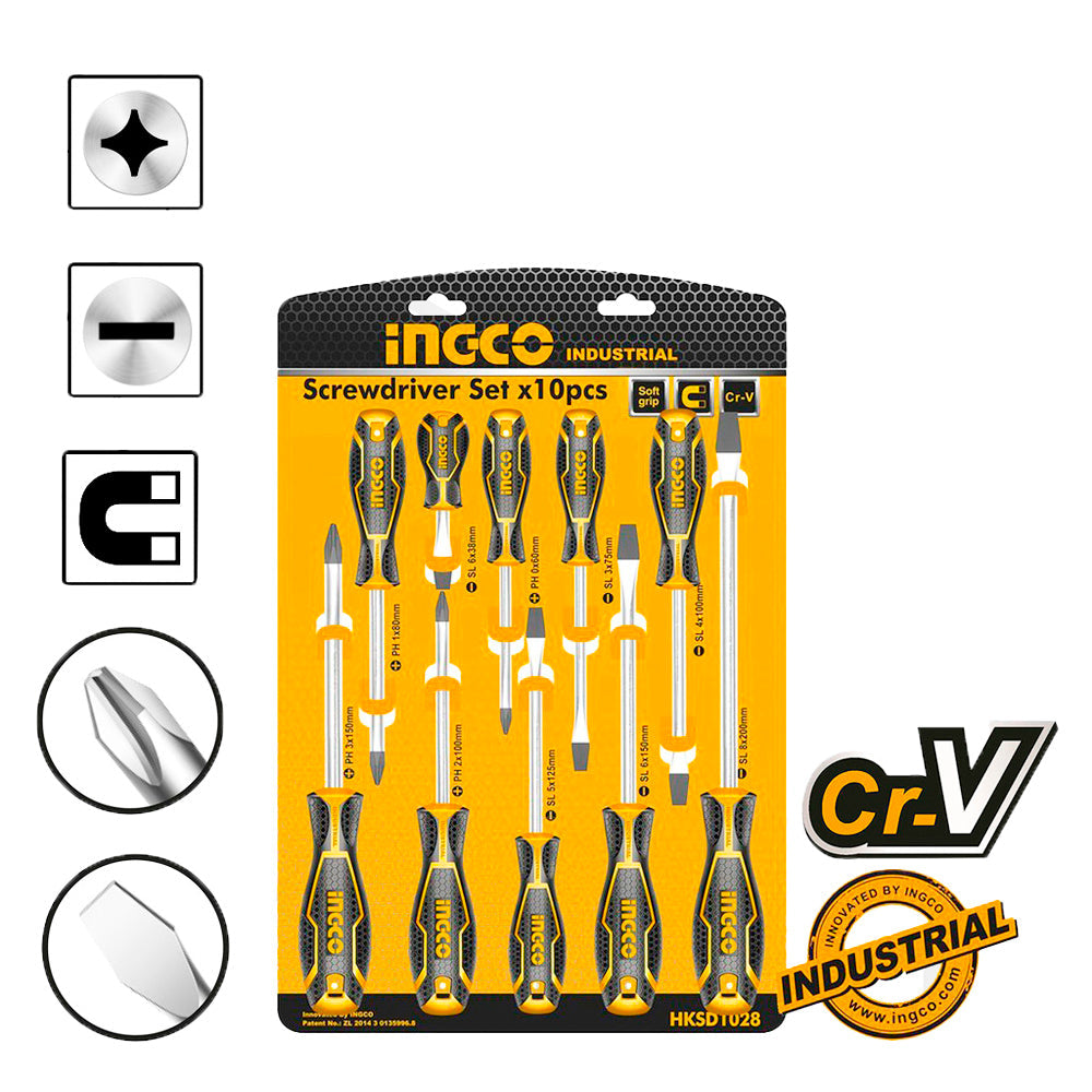 INGCO SET DE 10 TOURNEVIS   [HKSD1028]