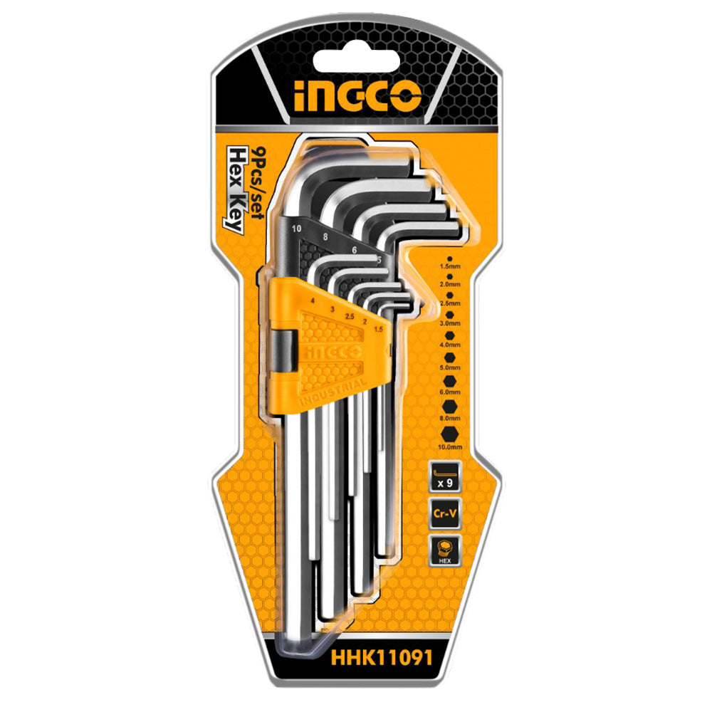 INGCO CLES HEX  SET DE 9 PIECES 1.5-10MM  [HHK11091]