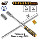 INGCO CLE A BEQUILLE 400MM 4 DOUILLES:17MM 19MM 21M [HRCW40231]