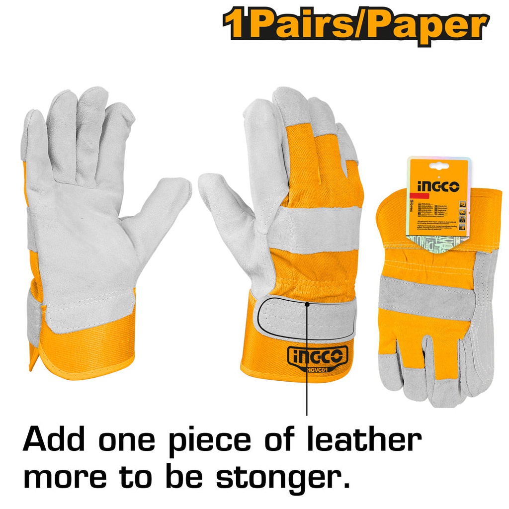 INGCO GANTS EN CUIR DE VEAU RETOURNE GANTS EN CUIR [HGVC01]