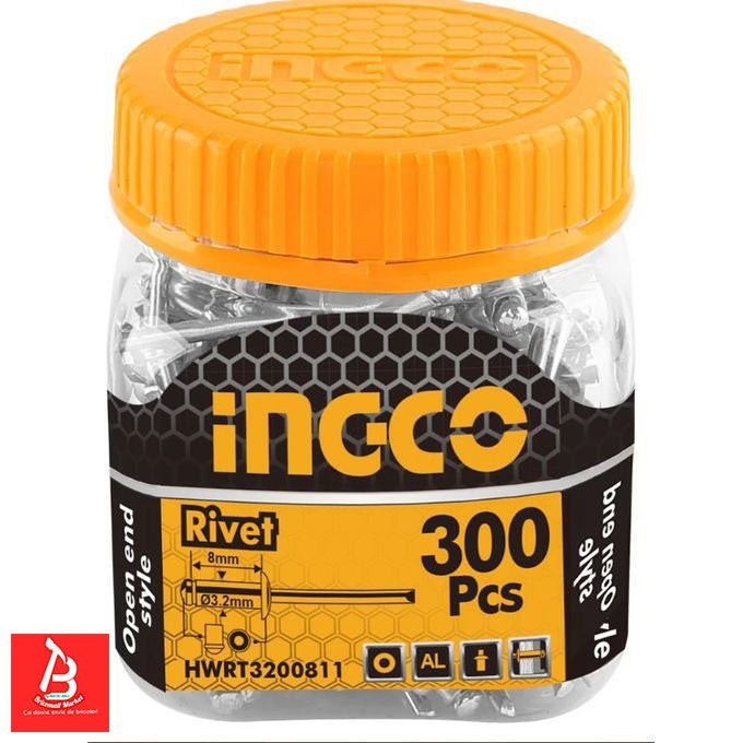 INGCO RIVET 3.2X8MM BOITE DE 300 PIECES [HWRT3200811]