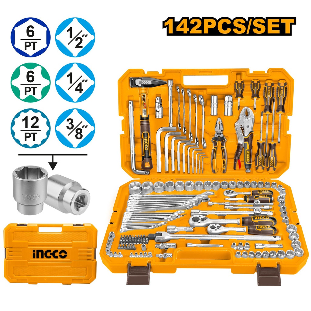 INGCO طقم 142 قطعة وأداة