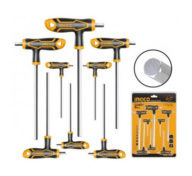 INGCO T-HANDLE BALL POINT HEX WRENCH SET 8 PCS  [HHKT8082]