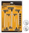 INGCO T-HANDLE BALL POINT HEX WRENCH SET 8 PCS  [HHKT8082]