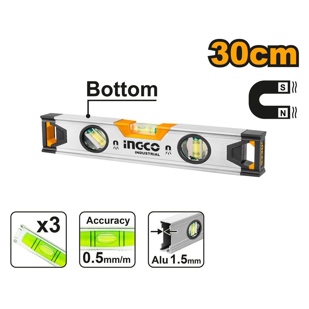 INGCO NIVEAU A BULLE MAGNETIQUE 30CM [HSL38030M]