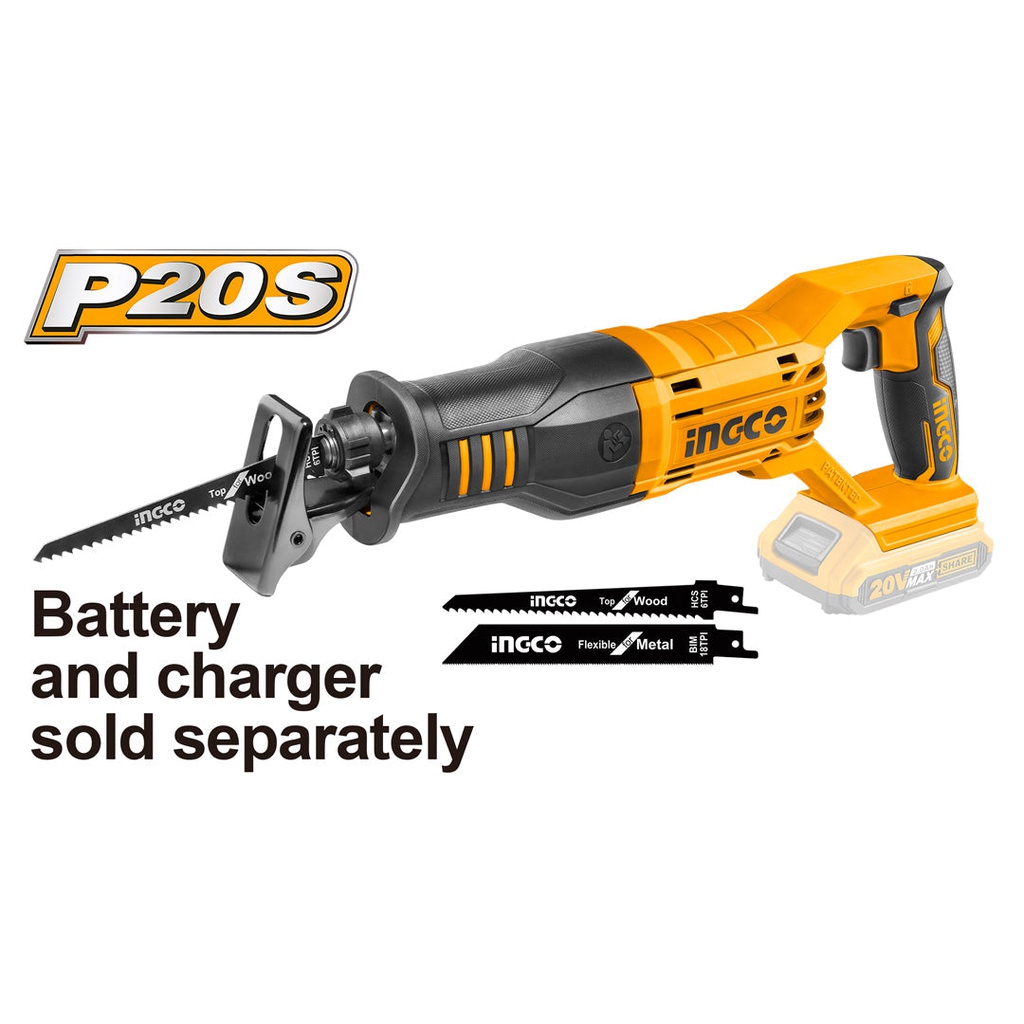INGCO SCIE SABRE 20V +BATTERIE/CHARGEUR+2LAMES [CRSLI1151]