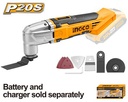 INGCO OUTIL MULTIFONCTIONS 20V (SANS BATTERIE/SANS CHARG [CMLI2001]