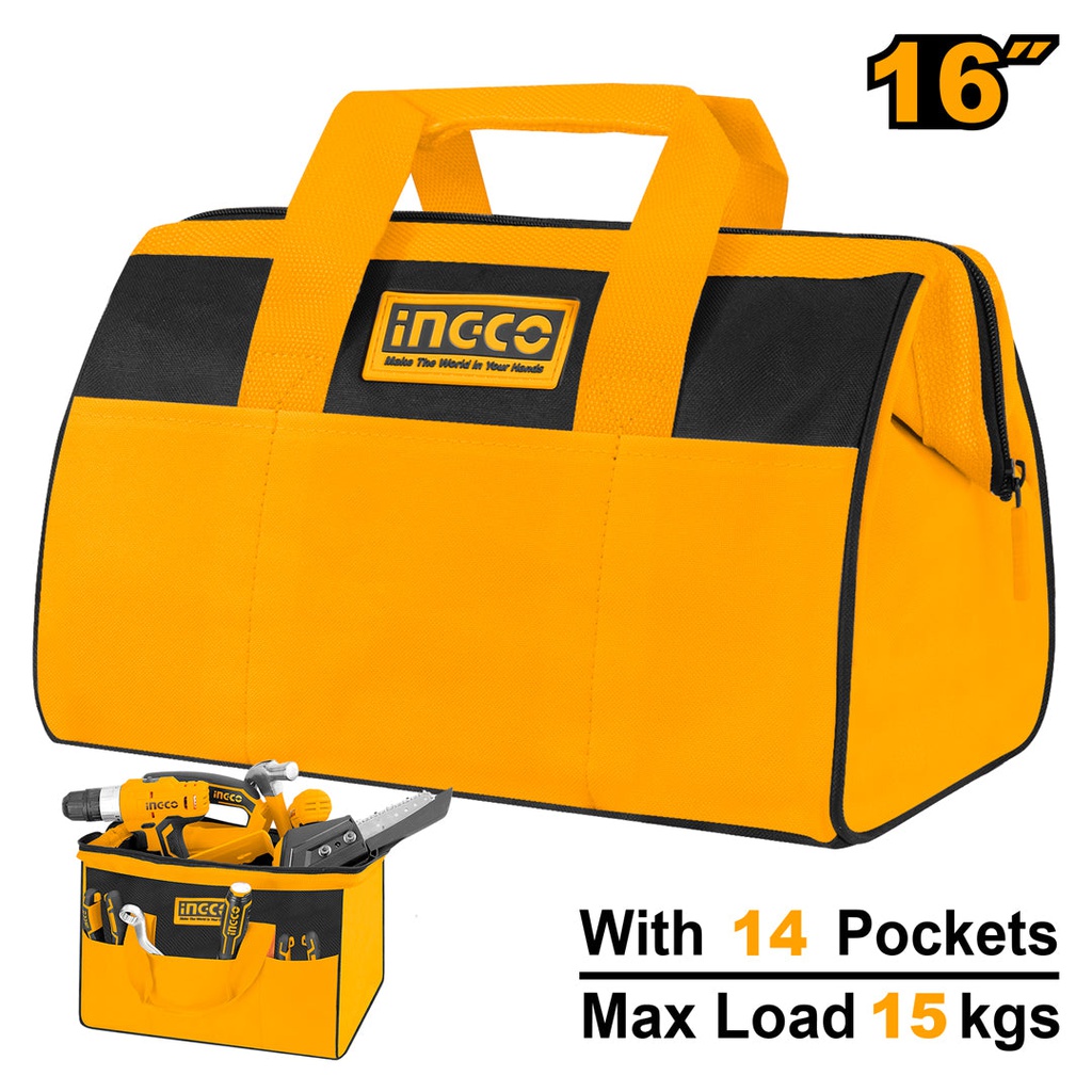 INGCO SAC A OUTILS RIGIDE, POCHES INTERNES ET EXTERNES   