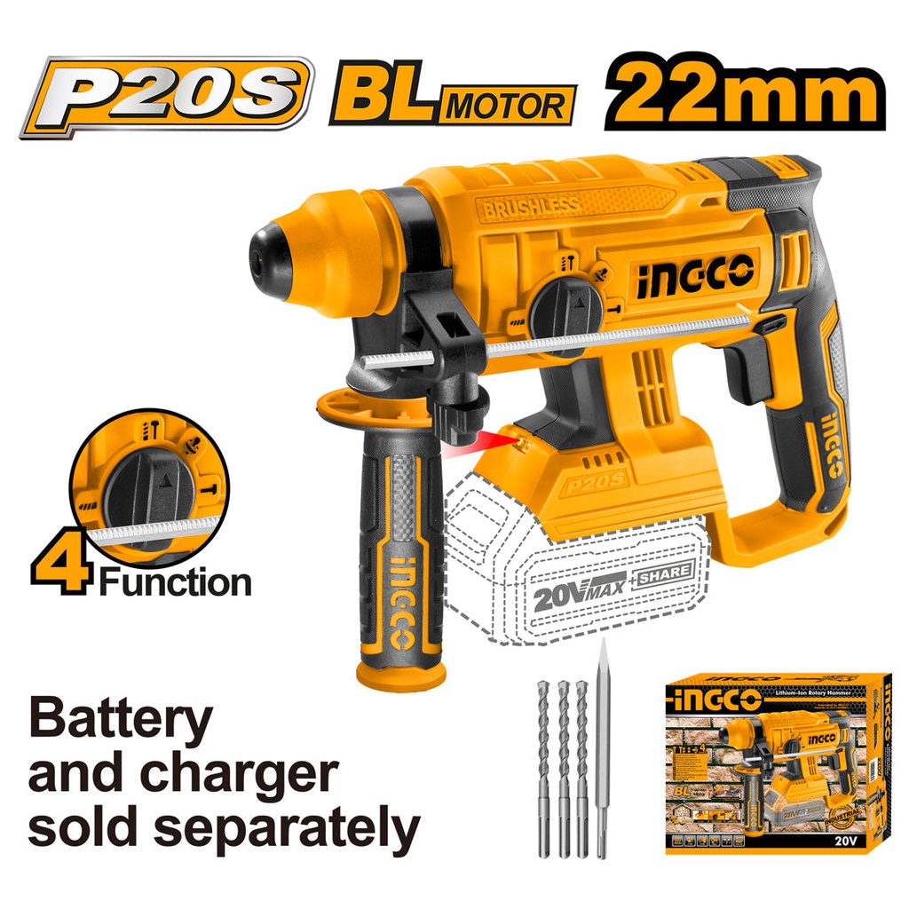 INGCO MARTEAU PERFORATEUR 22MM 20V (SANS BATTERIE)  
