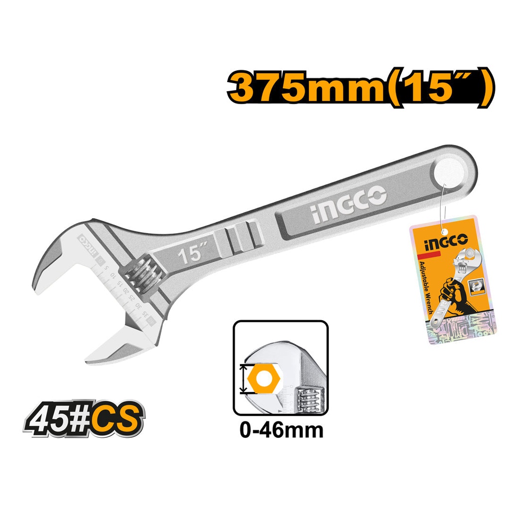 INGCO CLE A MOLETTE 375MM  0-46MM [HADW131152]