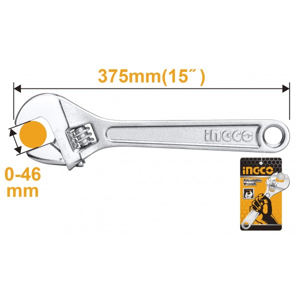 INGCO CLE A MOLETTE 375MM  0-46MM [HADW131152]