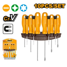 INGCO JEU DE 10 TOURNEVIS ET TOURNEVIS DE PRECISION  [HKSD1058]
