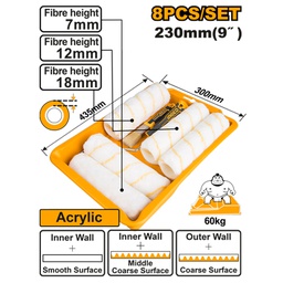 [HKTCB83230083] INGCO SET DE 8 PIECES POUR ROULEAUX A PEINTURE [HKTCB83230083]