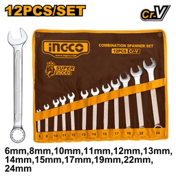 [HKSPA1142] INGCO combination spanner set 12 pcs 6MM-24MM