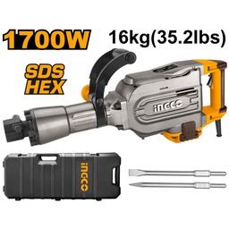 INGCO MARTEAU BURINEUR 16KG 1700W + 2 BURINS  [PDB17008]
