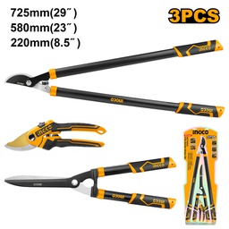 INGCO JEU 3PCS JARDINAGE SECATEUR/CISAILLE/COUPEBRANCHES  [HLT76033]