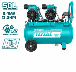 [TCS2240508] COMPRESSEUR SILENCIEUX 50L 2×1200W TOTAL