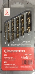 [SP-1290] SPECCO JEU DE 6 FORETS ROTATIFS HSS 2,3,4,5,6,8 MM  