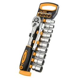 [15150] GENERIC CLÉ À CLIQUET 1/4 + 12 PCS DOUILLES 1/4 TOLSEN 