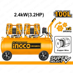 [ACS2241001] INGCO COMPRESSEUR SILENCIEUX 100L 2×1200W （3.2HP) NR [ACS2241001]