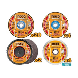 INGCO JEU 30PCS DISQUES DE COUPE ET MEULAGE 76MM [MCD07630]