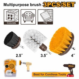 INGCO JEU DE 3 BROSSES DE NETTOYAGE POUR VISSEUSE NR [WCB0301]