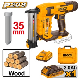 [CBNLI3508] INGCO 20V nailer 1 battery 15-35MM