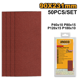 INGCO JEU FEUILLES ABRASIVES PONCAGE 50PCS 90*231MM NR [AKFS2401012]