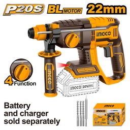 INGCO MARTEAU PERFORATEUR 22MM 20V + 1BATTERIE 4AH [CRHLI202081]
