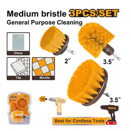 INGCO JEU DE 3 BROSSES DE NETTOYAGE POUR VISSEUSE À POILS SOUPLES  [WCBM0301]