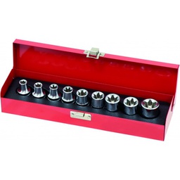 COFFRET 9 PCS DOUILLES TORX FEMELLE T10 A T24 NOBEL