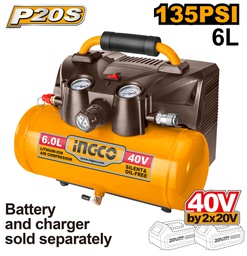 INGCO COMPRESSEUR SANS FIL BATTERIE 6L BATTERIE ET CHARGEUR NON INCLUS   [CACLI2003]