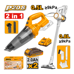 [COSLI29832] INGCO KIT 2 CORDLESS VACUUM CLEANER 20V 2AH