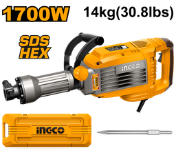 INGCO MARTEAU BURINEUR 14KG 1700W + 2 BURINS [PDB170068]