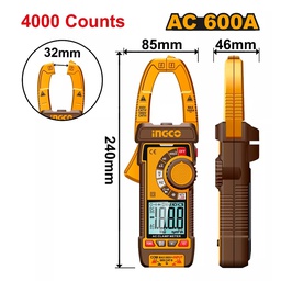 INGCO PINCE AMPERMETRIQUE NUMERIQUE AC 600A SI NR  [DCM66001]