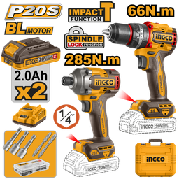 INGCO PACK VISSEUSE 20V 66NM ET VISSEUSE A CHOC 20V NR [CKLI20277]