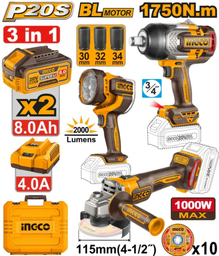 INGCO PACK MEULEUSE+BOULONNEUSE 1750NM+TORCHE [COSLI250593]