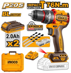 [CIDLI20768] INGCO DRILL DRIVER 20V 76NM 2 BRUSHLESS BATT