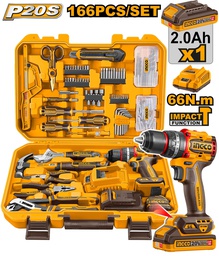 [HKTHP41662] INGCO COFFRET PERCEUSE 20V+166 PIECES  