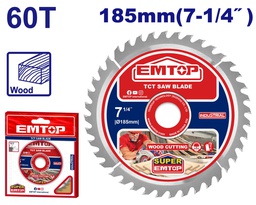 EMTOP LAME DE SCIE EN CARBURE DE TUNGSTÈNE 60T - 185MM [ETCT118513]