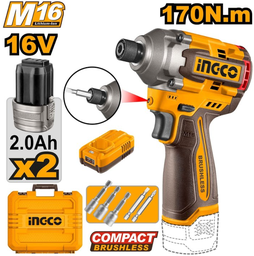 [CIRLI16178] INGCO VISSEUSE A CHOC BRUSHLESS 16V 170NM 2 BATTERIE 