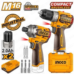 [COSLI240968] INGCO PERCEUSE VISSEUSE + VISSEUSE A CHOC 16V + 2 BATT + CHARGEUR 