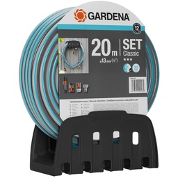 GARDENA ROULEAU TUYAU 20M + PORTE TUYAU MUR