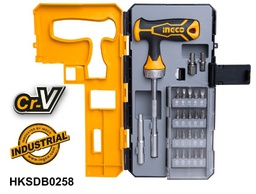 [HKSDB0258] INGCO SET DE 25 PIECES POUR TOURNEVIS AVEC MANCHE EN T  